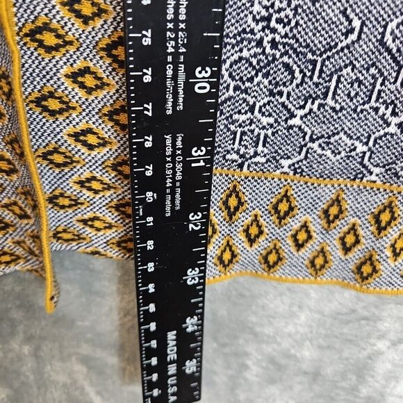 Susan Graver large cardigan duster coat blue white gold cotton rayon - Picture 4 of 9